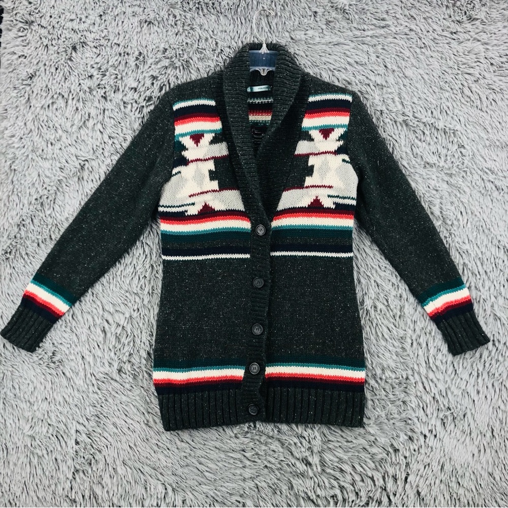 Maurices Sweater Cardigan Womens Large Wool Blend Southwestern Aztec Long Sleeve